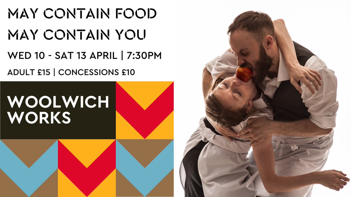 Starting TONIGHT! Four days of playful, immersive performances about our relationship with food with @proteindance ⭐May Contain Food May Contain You 📅Wed 10 - Sat 13 April | 7:30pm 🎟️Adults £15 | Concs £10 📍 Stonecutters Studio 🔗woolwich.works/events/protein…