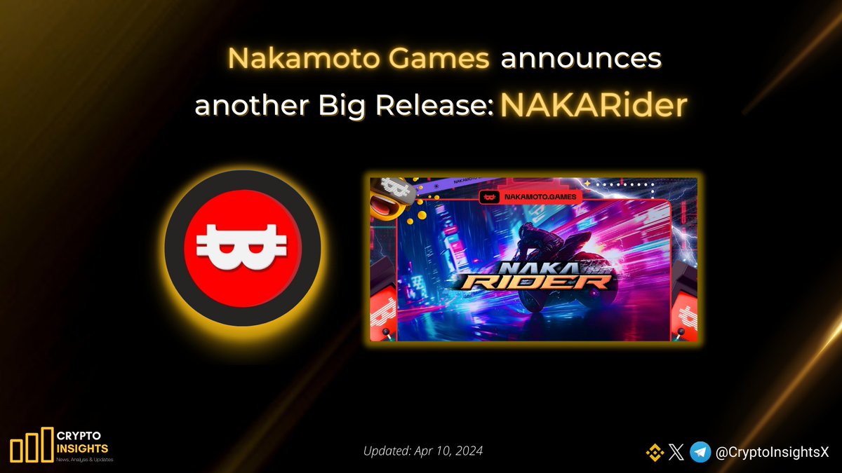 📢 @NakamotoGames announces another Big Release: #NAKARider! 🚀 In just seven days, we've witnessed the monumental success of two of #NAKA latest launches. #GalacticGrail has taken the CCG scene by storm, setting new standards and expectations. Meanwhile, #DOTD has rapidly…