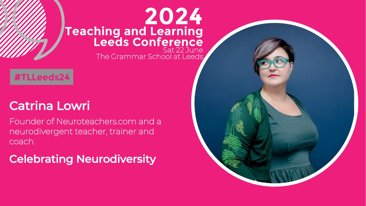 We look forward to hearing @neuroteachers speaking at #TLLeeds24 about neurodiversity, including supporting co-occurring conditions and intersectionality in the school setting. Catrina will answer questions and signpost delegates to resources. Book now at tinyurl.com/TLL24