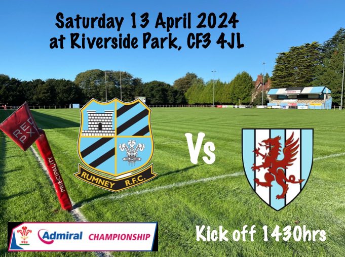 ⏳🏉 💙🖤🤍 Don’t miss the #MIGHTYWands @GlamWandsRFC 21st League fixture for the 2023 / 24 season: 🏆 Admiral Championship East 🆚 @rumney_rfc 🗓 Sat 13 April 2024 ⏰ 1430hrs 🏴󠁧󠁢󠁷󠁬󠁳󠁿 Riverside Park, Hartland Road, Llanrumney, CF3 4JL 📌 rumney.rfc.wales/find-us