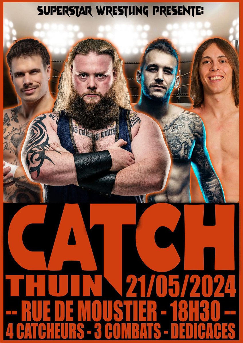 [News] Superstar Wrestling a annoncé un autre show le 21 mai à Thuin en Belgique. @TheRotatiOnline ,@SteveKuningas et Adam Frost sont annoncé pour le show. Source : Superstar Wrestling