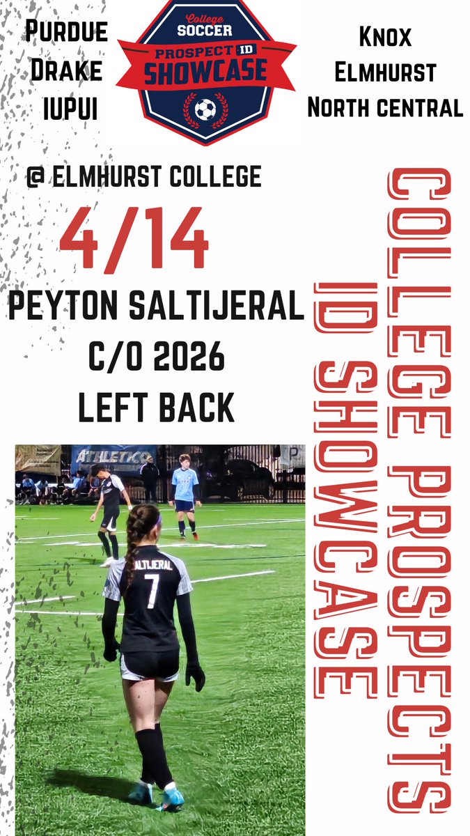 Looking forward to the College Soccer Prospects ID Showcase on Sunday! @DrakeWSoccer @PurdueSoccer @IUPUIWSOC @ElmhurstU_WSOC @KnoxWomensSoc @IUPUIWSOC @ImYouthSoccer @TopDrawerSoccer @SoccerMomInt @TheSoccerWire @ncsa @girlssoccernet