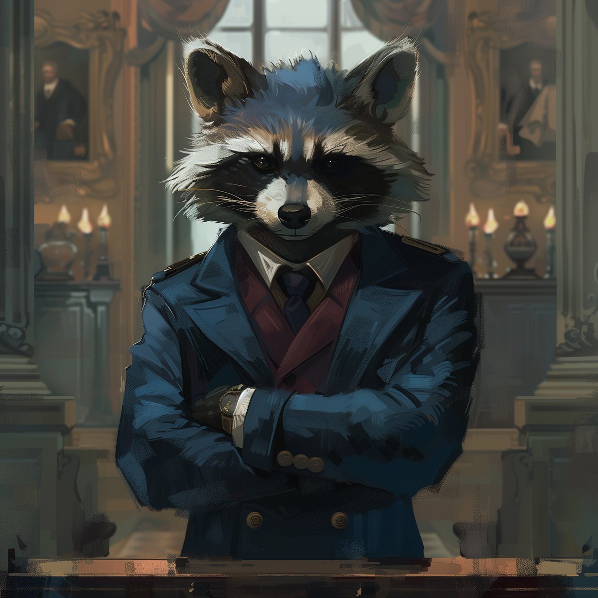 “He’s definitely hiding something and I don’t like it.” Said the collector. 

#aiartwork #ainft #ai #aigen #aigenerated #aistory #aiart