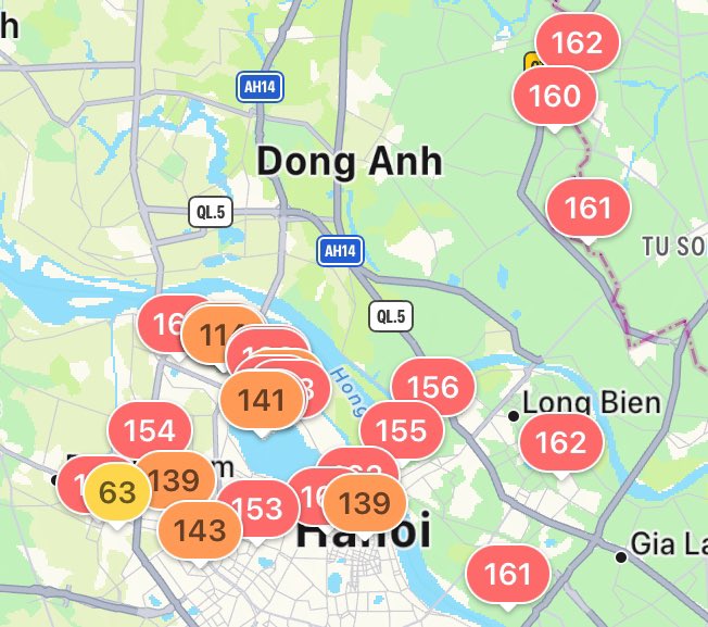 Hanoi, Vietnam is experiencing unhealthy air quality. To see what your air quality is like, download our free app. #airquality #airpollution #hanoi #vietnam iqair.com/us/air-quality…