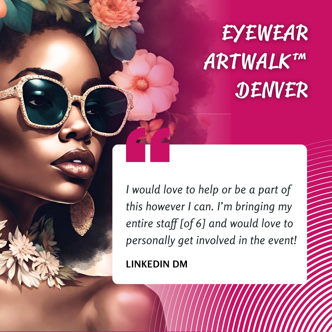 🩷 We love waking up to LinkedIn DMs like this!

Thank you to everyone supporting Eyewear Artwalk and the attendees traveling from 14 states and counting! We can't wait to see you in Denver!

#EWAW #EyewearArtwalk #Testimonial #CustomerService #LiveEvent #EyeHealth #VisionHealth