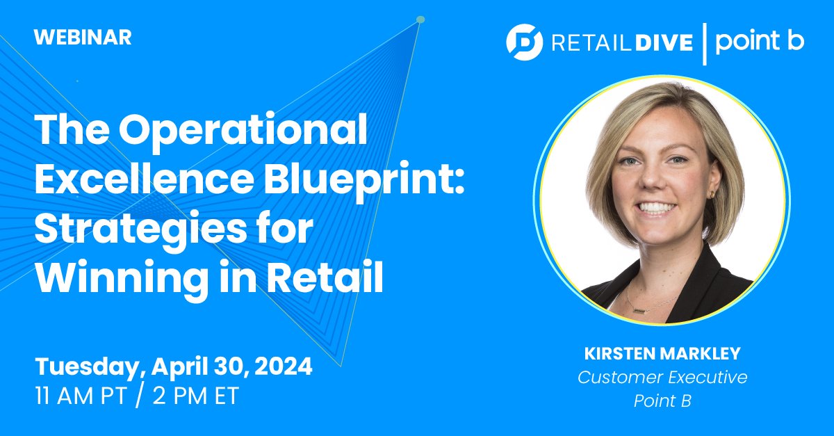 Meet Kirsten Markley, Customer Executive in #Consumer & #Retail at #PointB. Kirsten is a featured speaker at our @RetailDive #webinar on April 30. Don’t miss the chance to hear her insights on operational excellence for restaurants and retail brands: bit.ly/4awKh3i