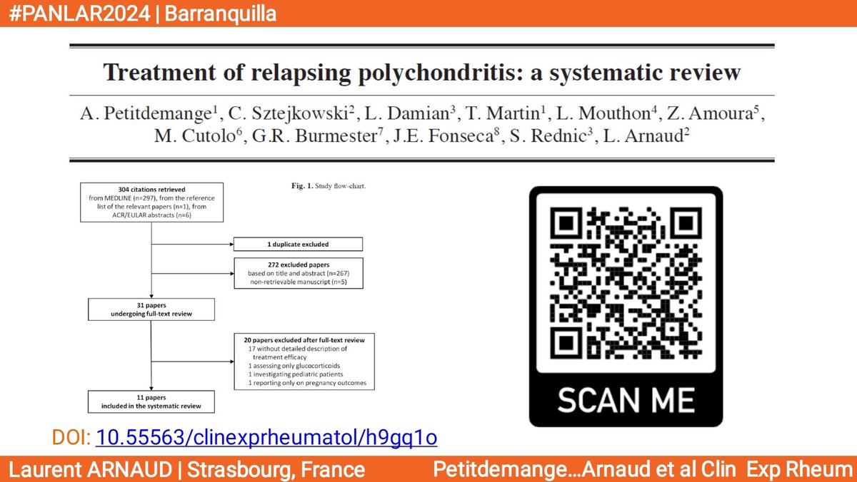 ✅ #PANLAR2024 What evidence-based data do we have 🔎 for guiding the treatment of relapsing #polychondritis? FREE DOWNLOAD 📥 at: doi.org/10.55563/cline…