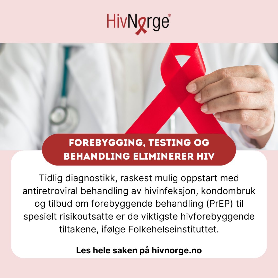 Tidlig diagnostikk, raskest mulig oppstart med antiretroviral behandling av hivinfeksjon, kondombruk og tilbud om forebyggende behandling (PrEP) til spesielt risikoutsatte er de viktigste hivforebyggende tiltakene, ifølge FHI. Les mer her: hivnorge.no/nyheter/foreby…