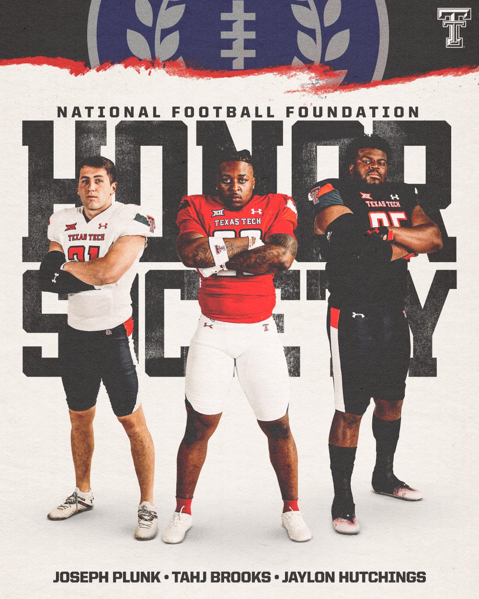 Fearless Champions on the field and in the classroom 🎓 Congrats to three members of our 2023 squad on being named to the @NFFNetwork Hampshire Honor Society! @TheSharp_ttu | #WreckEm