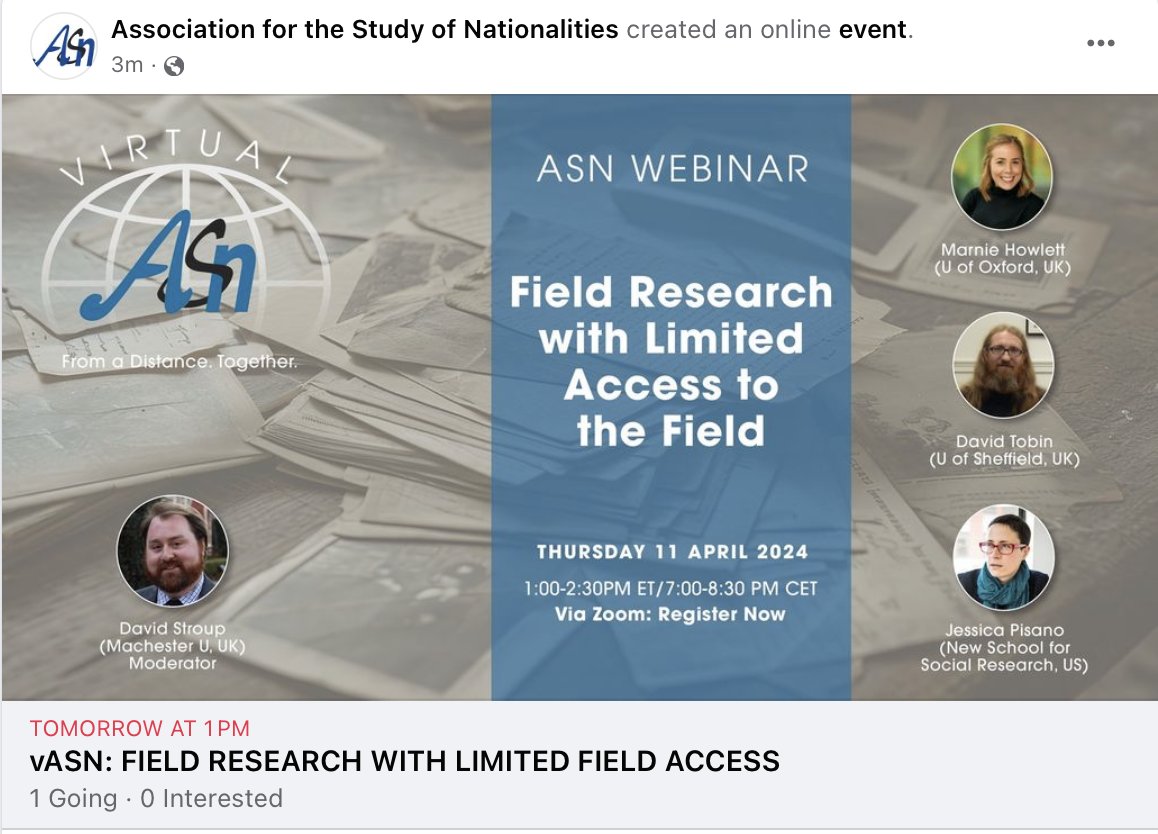 #vASN: Research with Limited or restricted field access? We have tips, tricks, and methodological considerations! Join us on 04/11 at 1pm ET. Zoom Reg: tinyurl.com/mwbufa64