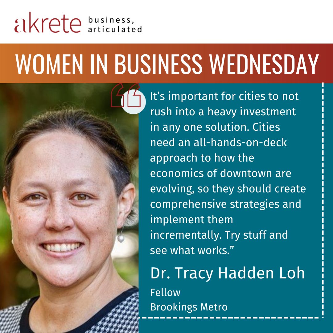 TeamAkrete's tweet photo. As the Urban Land Institute Spring Meeting unfolds in New York City, we feature conference speaker, Dr. Tracy Hadden Loh of the Brookings Institution. Dr. Loh's sesion topic, "Five Reasons Everyone is Wrong about the Future of Downtowns" #ULI #CRE 
https://t.co/oRNJEydrgE https://t.co/Y5Hx5vgIdd
