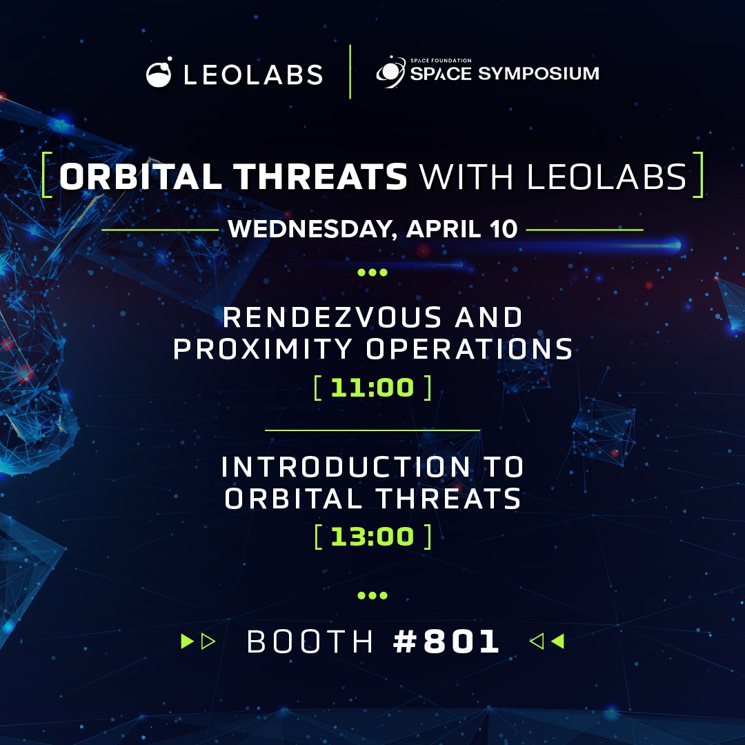 👀 Curious about rendezvous and proximity operations in #space? Stop by our booth today at 11:00 to catch a special briefing on RPOs, plus a bonus introduction to orbital threats briefing at 13:00. #SpaceSymposium