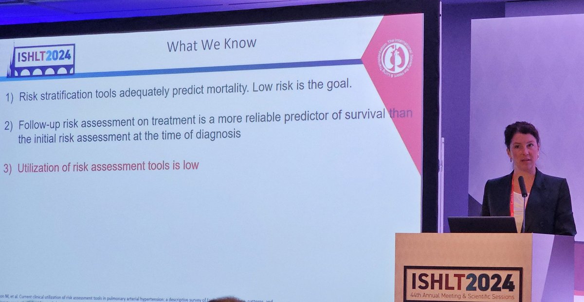 Totally awesome presentation today by @SophiaAirhartMD !!!! Stratifying Risk in Pulmonary Hypertension. #ISHLT #ISHLT2024