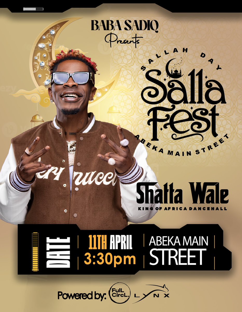 Shatta Wale will be performing at Sallah Fest tomorrow at Abeka. Make sure you pull up to enjoy !! #WhenIBore