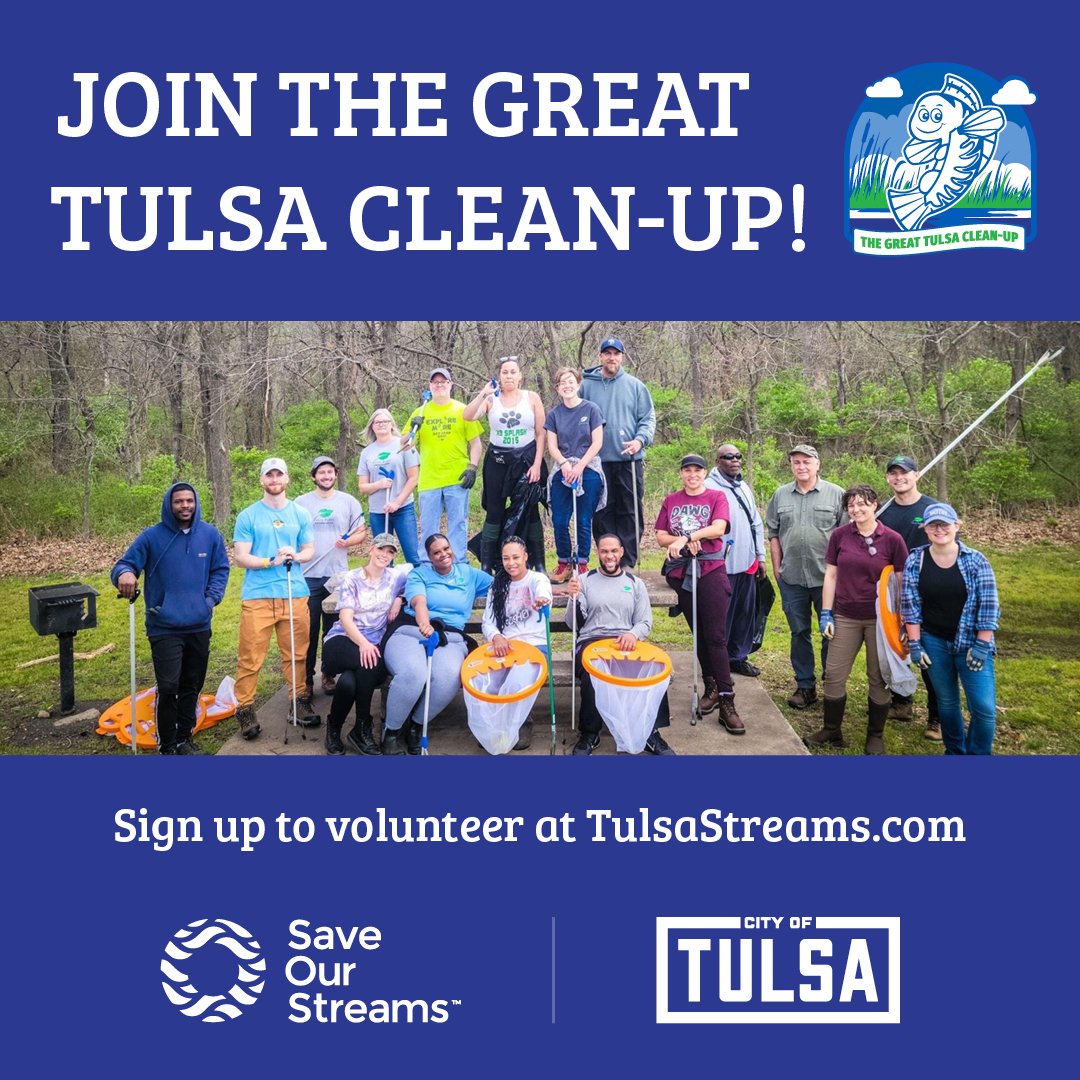 Sign up now for the 2024 Great Tulsa Clean-Up! Grab a group of friends, select a location to clean, and help keep Tulsa beautiful. Learn more and register at cityoftulsa.org/cleanup #Tulsa #SOS