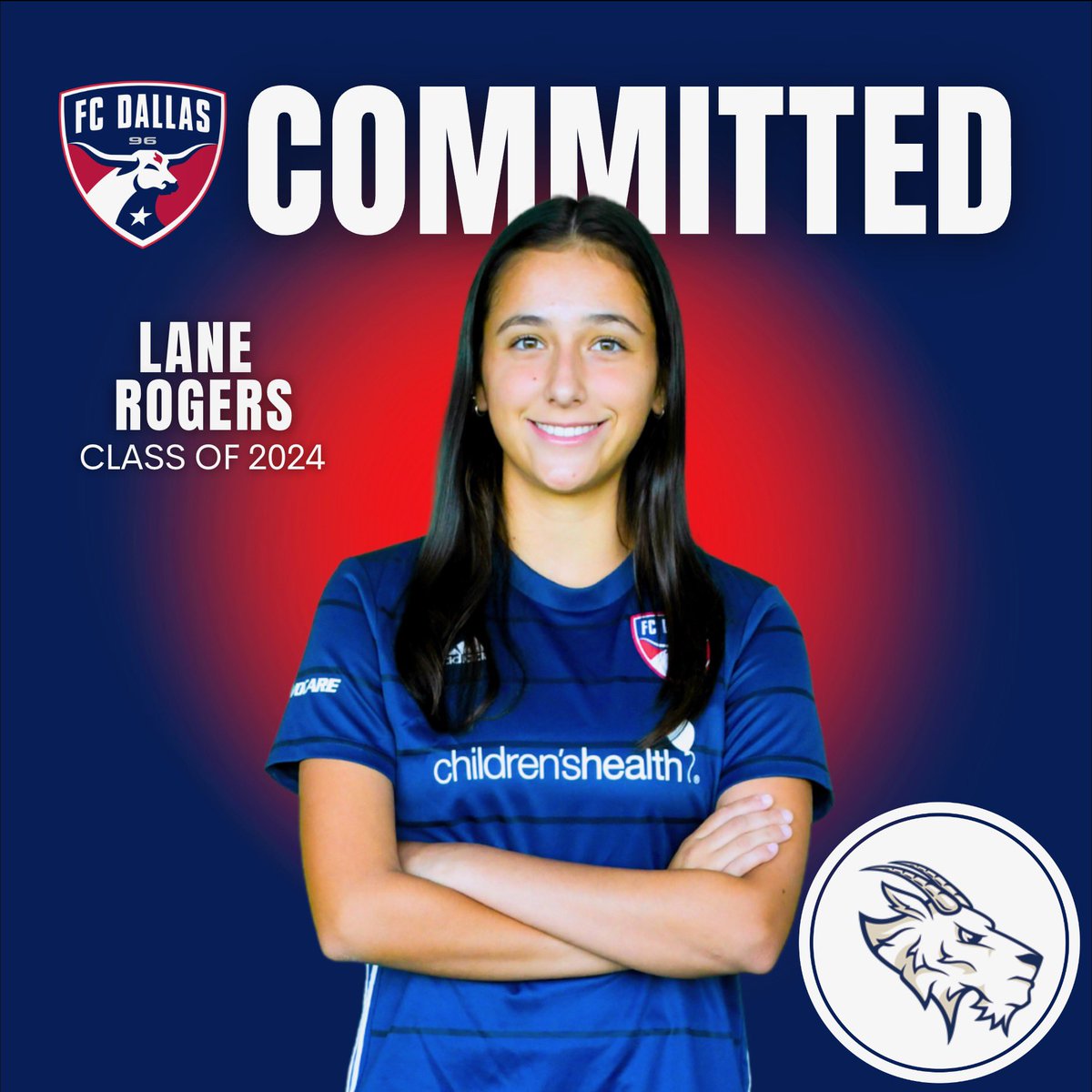 🚨Committed🚨 Congratulations to our FC Dallas 06/05 ECNL-RL1 defender Lane Rogers on your commitment to St Edwards University #FearTheGoat @_lanerogers4 🤝 @SEUWSoccer #DTID | @ECNLgirls | @fcdallas | #HeartAndHustle
