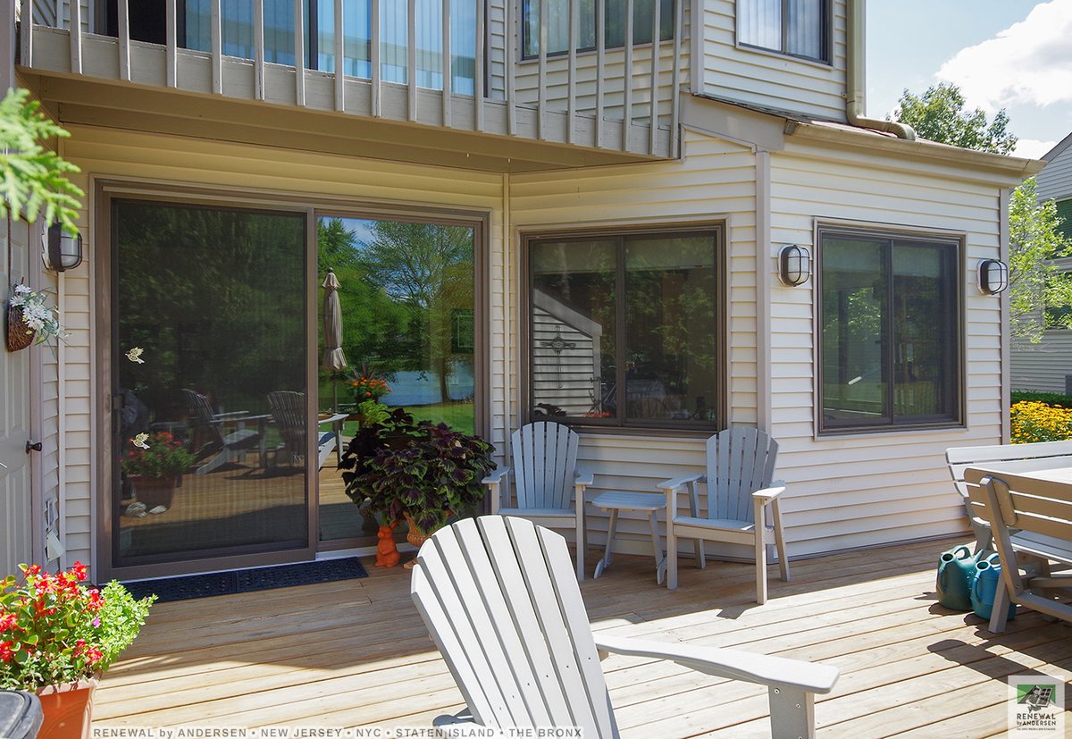 Charming deck space showcases these new sliding windows and sliding glass door we installed
. . . . . . . . . .
We are your full service window and door retailer and installer -- Contact Us Today: (844) 245-2799 -- Renewal by Andersen New Jersey, NYC, Staten Island and The Bronx