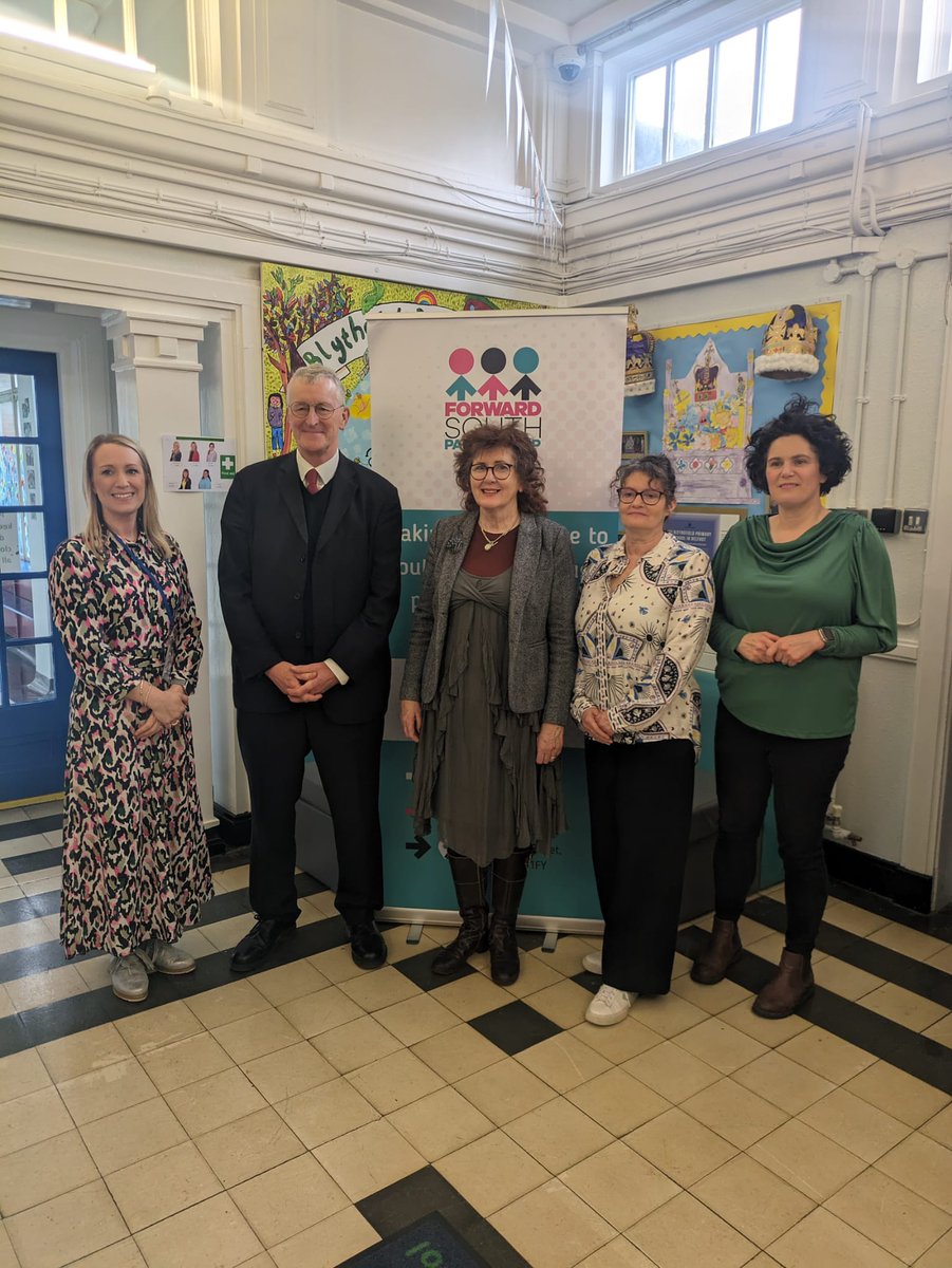 Our CEO Briege Athurs & Chair of our Board, Helen Crickard meeting with Shadow Secretary of State Hilary Benn MP outlining our Seamless Transition in Education Programme (STEP) with South Belfast MP @ClaireHanna & Principal Mrs Roulston of Blythfield Primary school.