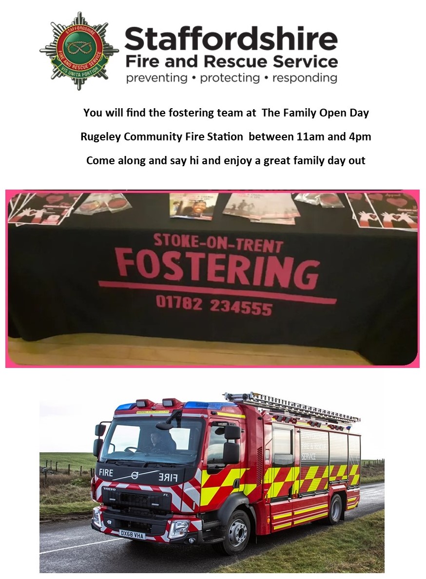 Great family day out TODAY ❤ at Rugeley Community Fire Station 🚒🚒 Rugeley WS15 2JN 🚒 The fostering team look forward to meeting you come and say hi 👋🏾👋