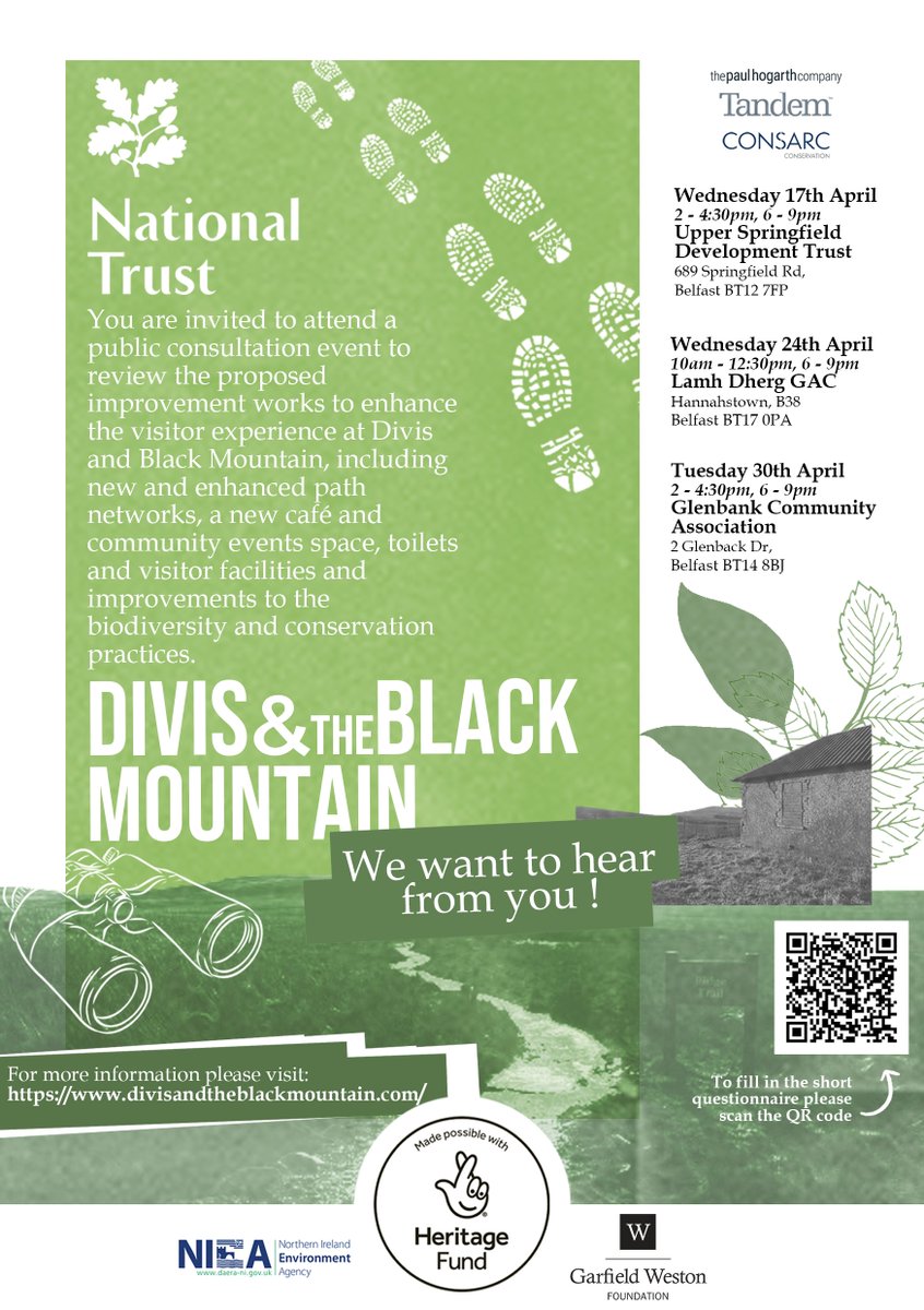 Exciting plans are under way at Divis and the Black Mountain to enhance the visitor experience, improve access and restore nature. You can see the proposals by clicking the link below; please let us know what you think. divisandtheblackmountain.com