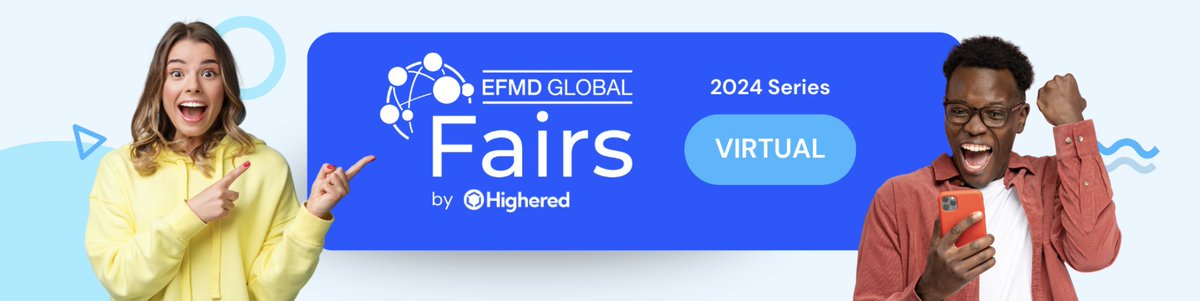 🔜It's not too late to join us for the 2024 #EFMDglobalfairs by @Highered_org for students & alumni to connect with recruiters & organisations at: 🔹Spring 2024 Virtual Career Fair 🔹Fall 2024 Virtual Career Fair 🔹School Private Event 📇Register: ╰┈➤bit.ly/24Apr-16Oct