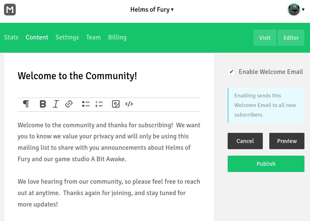 Added a new feature to ManaKeep today, which lets you send a Welcome Email to your new subscribers =)
#manakeep #indiegames #indiemarketing