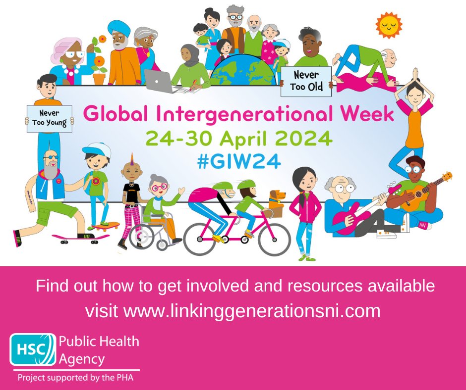 Global Intergenerational Week ( April 24-30 ) is fast approaching. Find out how you or your organisation can get involved. For resources and event information visit linkinggenerationsni.com #GIW24