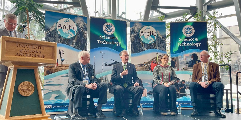 dhsscitech's tweet photo. Yesterday marked a milestone as S&amp;T’s Under Secretary Dr. Dimitri Kusnezov unveiled ADAC-ARCTIC (@adacalaska) our latest Center of Excellence, at the @uaanchorage's ribbon-cutting event! Learn more: https://t.co/JI36dkIB9Y

#DHS_COE_research #dhsscitech #resilience #UAA https://t.co/vV0sWg8qge