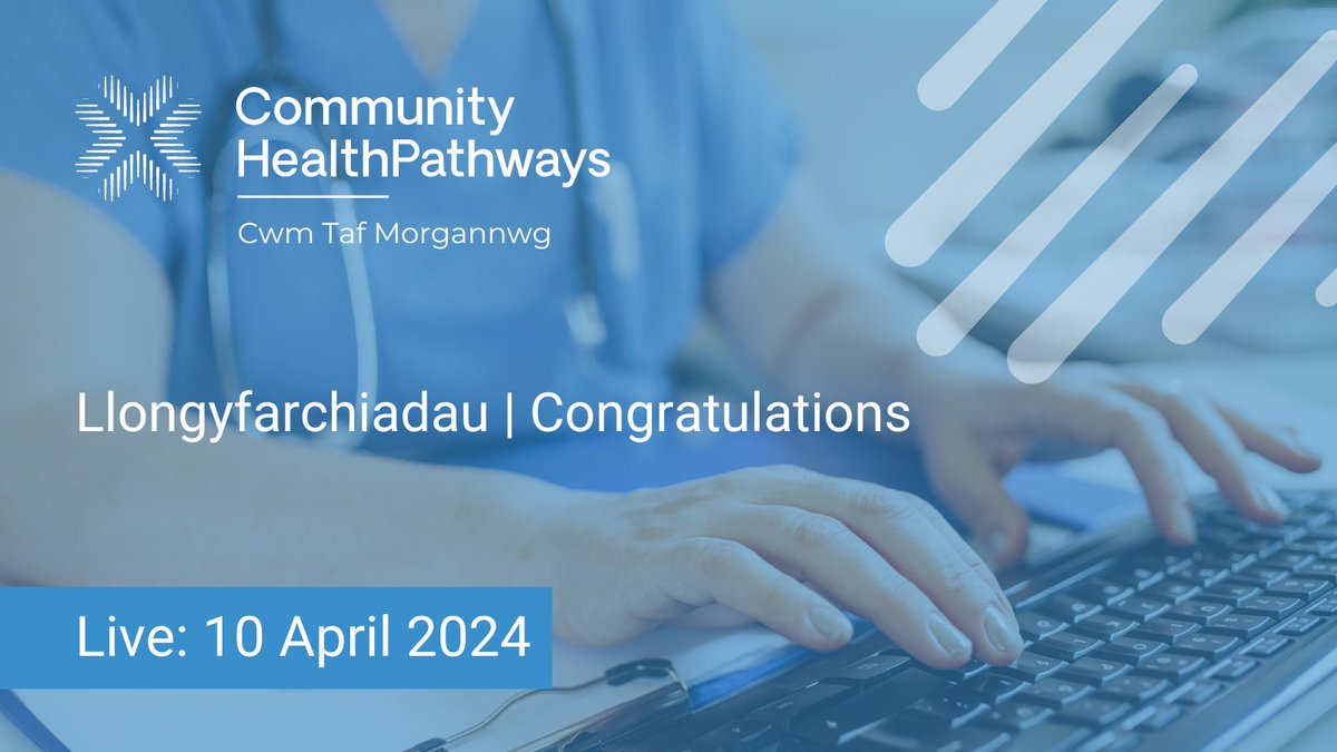 1HealthPathways's tweet photo. Congratulations to @CwmTafMorgannwg and the entire Health Board team as they launch their #CommunityHealthPathways site.
Launching soon - @AneurinBevanUHB @SwanseabayNHS
#HealthPathways https://t.co/3jLR0HcIwm