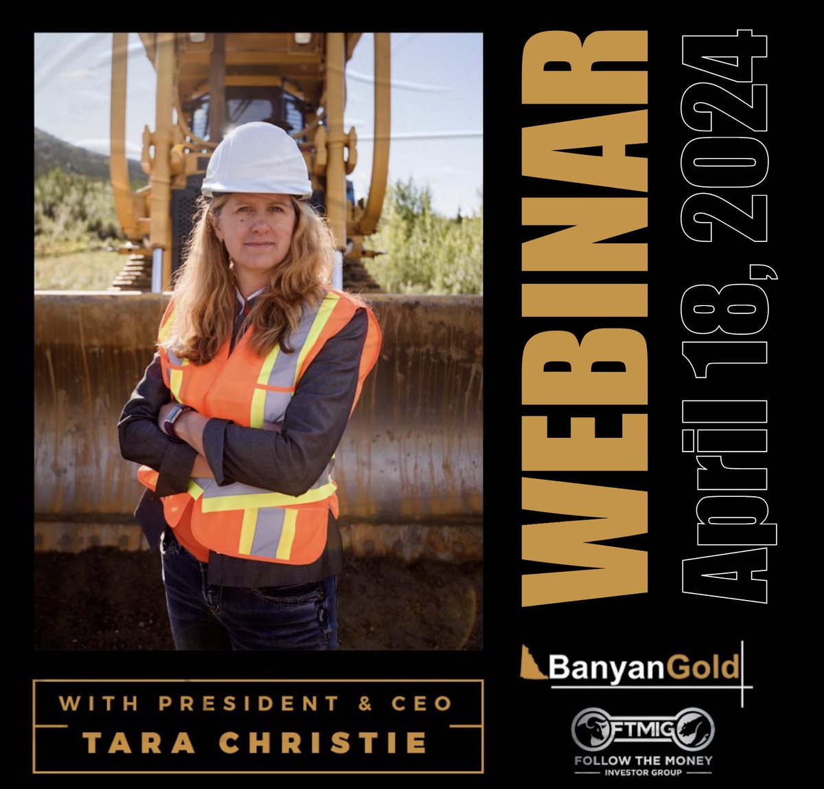 Join CEO, @Christie2Tara for a @FTMInvest webinar on April 18👩‍💻REGISTER HERE 👉 events.ftmig.ca/follow-the-mon… #yukon #gold #yukongold $BYN.V