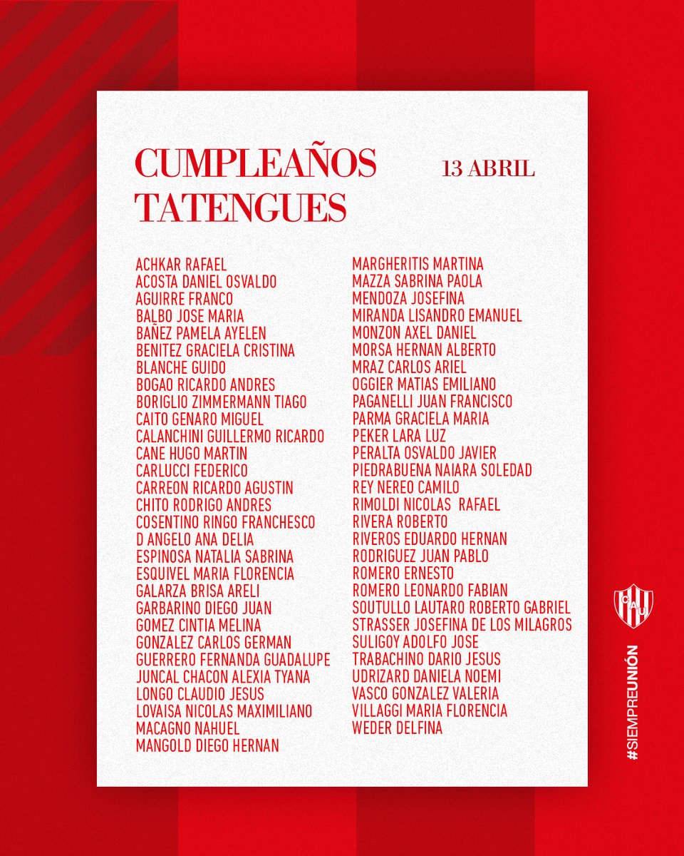 🎂 Unión saluda a sus socios y socias que cumplen años hoy. ¡Felicidades! 🔴⚪ #SociosTatengues #SociasTatengues #CumpleañosTatengues