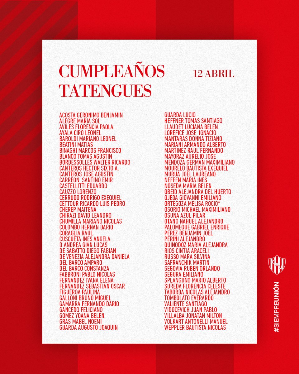 🎂 Unión saluda a sus socios y socias que cumplen años hoy. ¡Felicidades! 🔴⚪ #SociosTatengues #SociasTatengues #CumpleañosTatengues