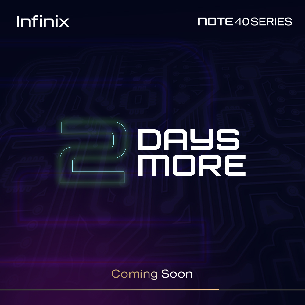 Only 2⃣ days left! The #Note40Series is on the horizon 🤩 featuring cutting-edge technology and unparalleled performance. The future is almost here! #70WFastCharge #ComingSoon