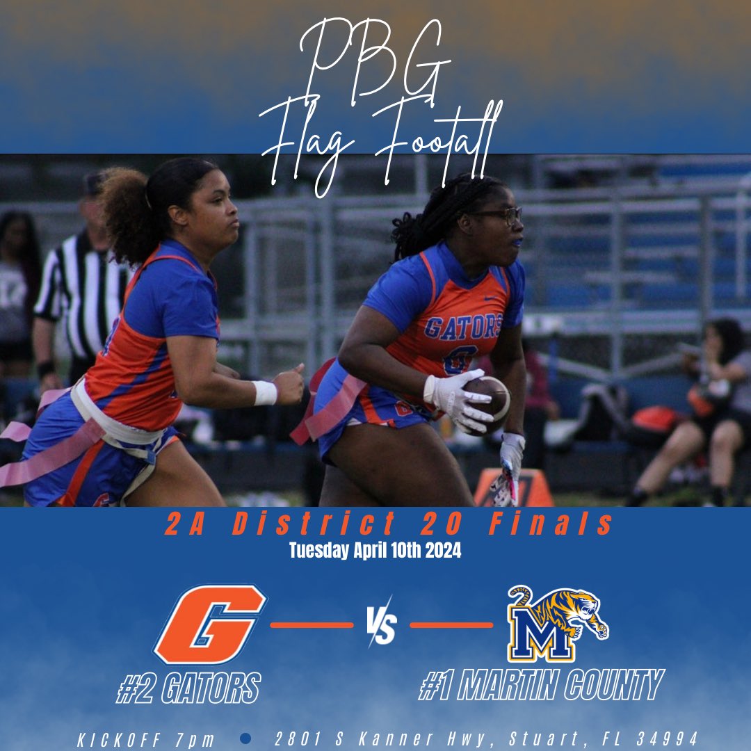 Tonight the Gators travel north on 95 for a District Finals matchup against the Martin County Tigers! Kickoff is at 7pm. #GPack #Believe #NextPlay