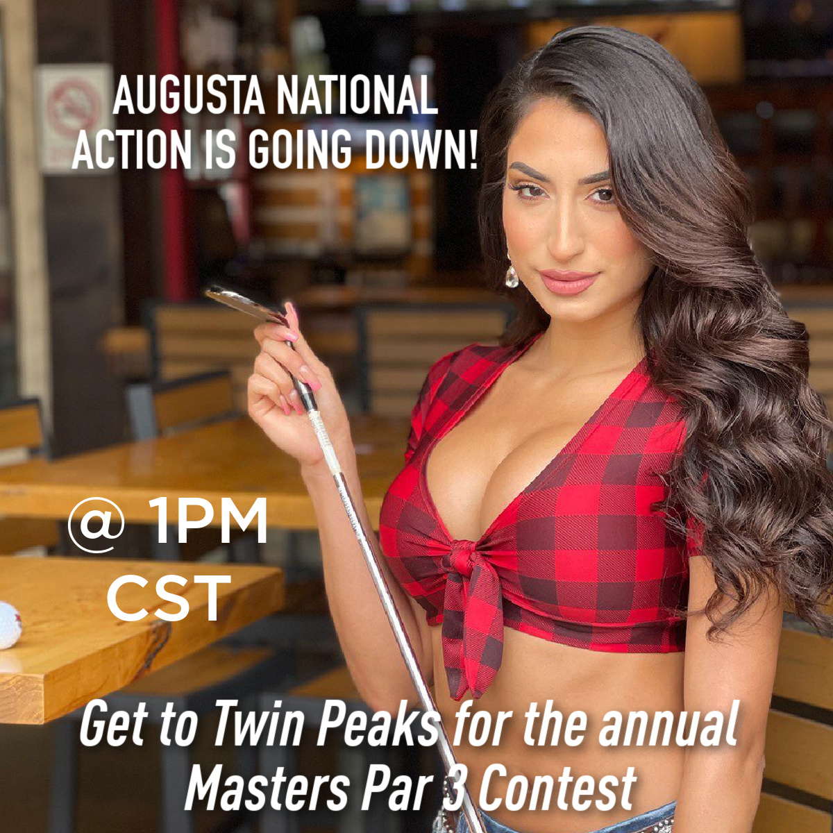 The Masters action is heating up - for those desperate to see some of the Augusta National, today is the day! The Annual Masters Par 3 Contest kicks off today at 1pm CST. You don't want to miss this! #TwinPeaks #TwinPeaksRestaurant #TheMasters #Par3