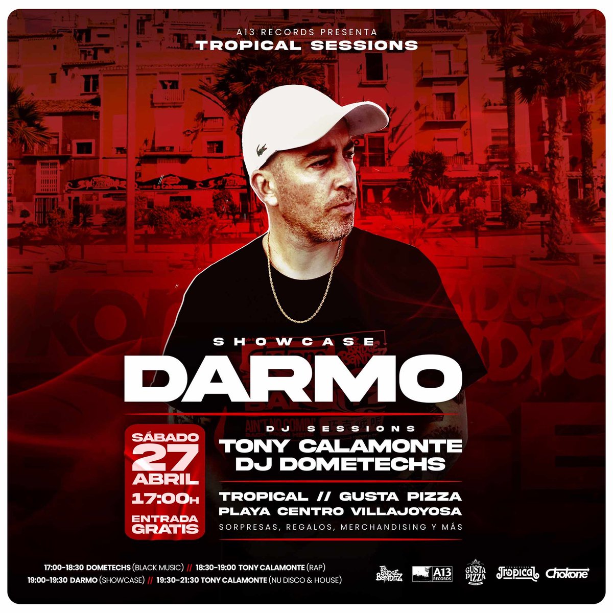 El día 27 en Tropical (playa centro Villajoyosa), un servidor junto a @dometechs y otros artistas, estaremos abriendo el showcase de DARMO.
No te lo pierdas!!!!