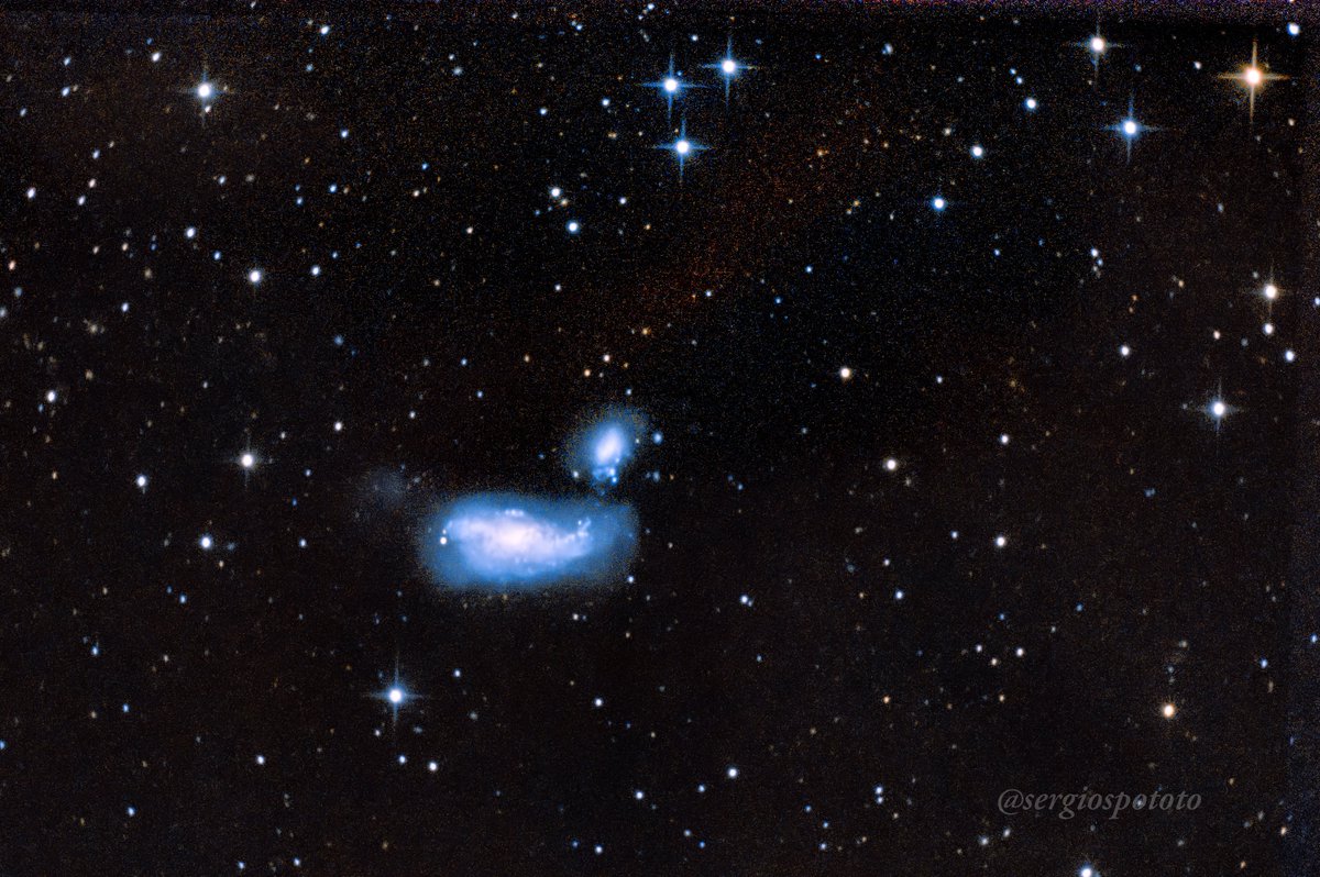 Yesterday was a great night for stargazing and got more data to complete around of 10 hours on the Cocoon galaxy, NGC 4490, a barred spiral galaxy that is in a strong interaction with its partner NGC 4485, leaving a path of stars between them

#astrophotography #cielosESA