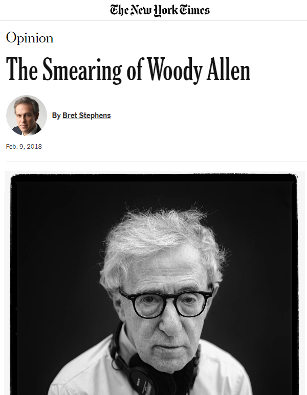 the New York Times' Bret Stephens recently wrote an article laundering the 'mass rape' hoax and smearing those who exposed it as 'rape deniers' the same Bret Stephens proudly defended Woody Allen when his daughter said he raped her. Zionist projection is insane