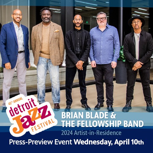 The lineup reveal of this year's @detroitjazzfest is happening TODAY, featuring performances from the 2024 Artist-In-Residence @BrianBlade & The Fellowship Band, as well as the One-World Jazz Orchestra!🎷🥁 Stream it live at 5PM on our Facebook page!!