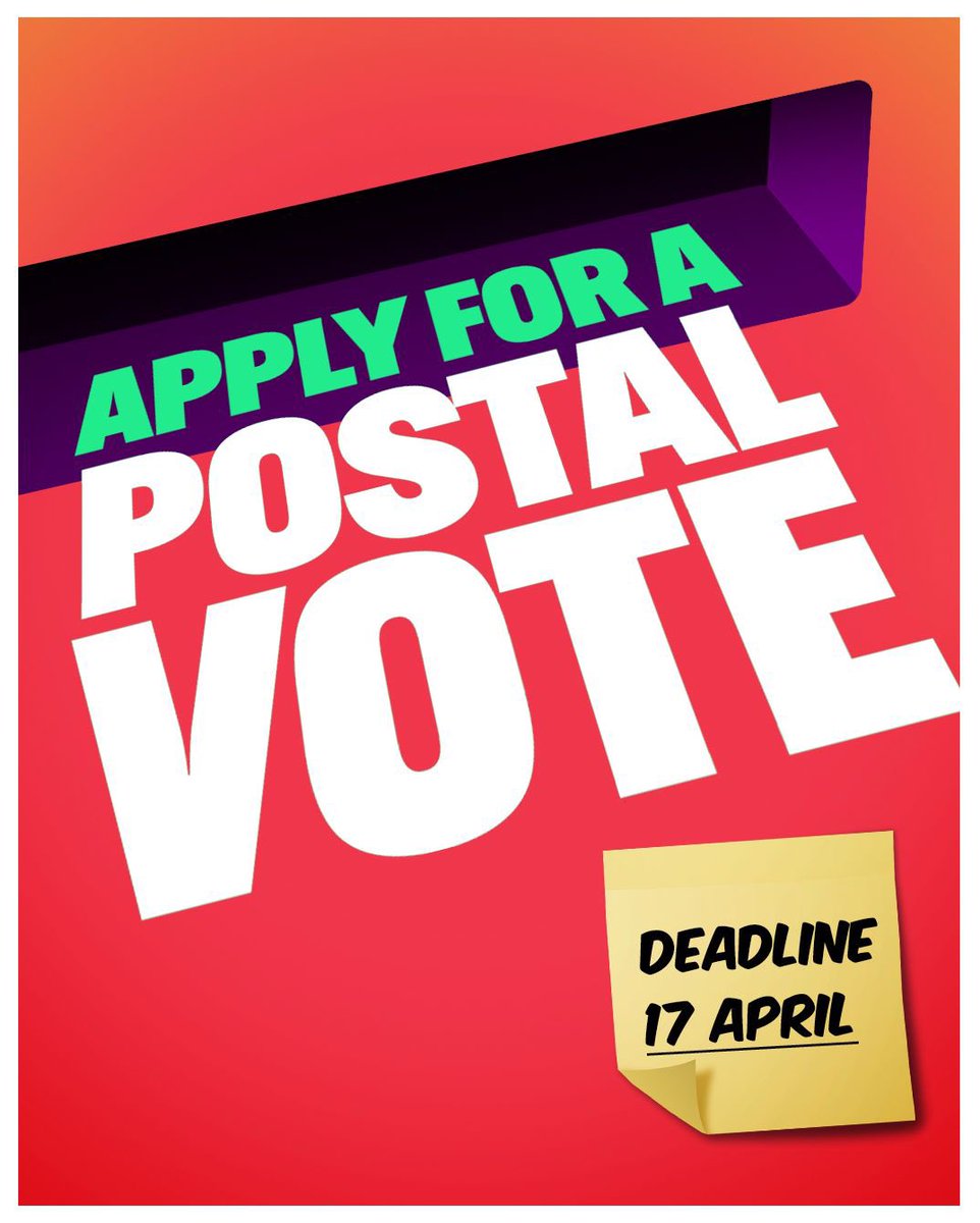 Want to help Labour win? Register for a postal vote today, before the deadline on 17 April. ⏰ It only takes 2 minutes. gov.uk/apply-postal-v…