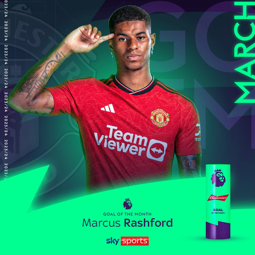 BREAKING: The Budweiser Goal of the Month goes to Marcus Rashford's strike in the Manchester Derby 🔥