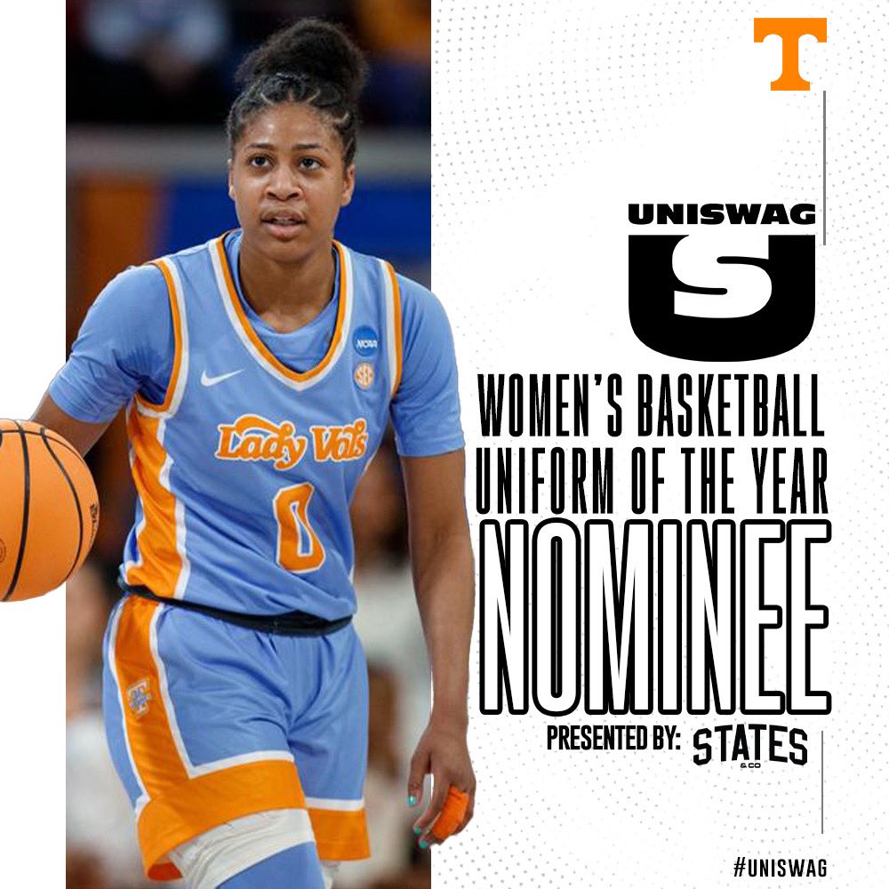 UNISWAG Women’s Basketball Uniform of the Year Nominee presented by States & Co @LadyVol_Hoops is up for the best uniform of the 2023-24 College Women’s Basketball season! Click here to vote: bit.ly/2sHF6u9 #uniswag