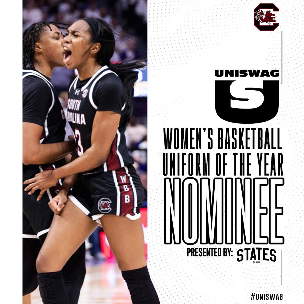 UNISWAG's tweet photo. UNISWAG Women’s Basketball Uniform of the Year Nominee presented by States &amp; Co

@GamecockWBB is up for the best uniform of the 2023-24 College Women’s Basketball season!

Click here to vote: https://t.co/jcWCR7SY7R

#uniswag https://t.co/b2ithaLLfA