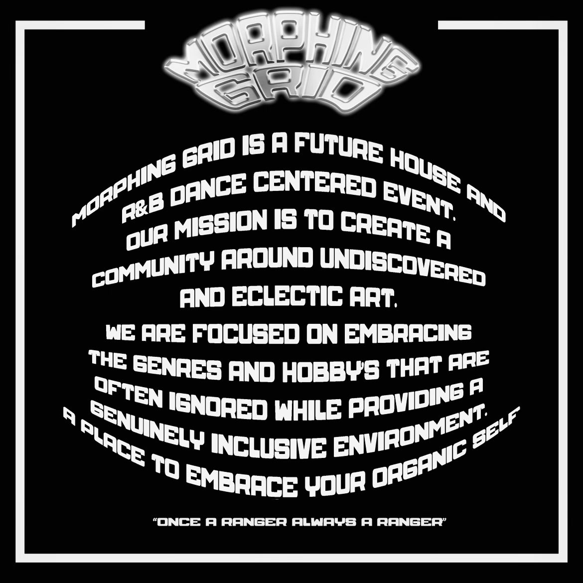 🌍 ⚡️MORPHING GRID ⚡️🌍
(ᖴᑌTᑌᖇE ᕼOᑌᔕE/ ᖇ&ᗷ EᐯEᑎT)

APRIL.12TH 9PM-1AM 👾
(120 W NORTH AVE, BALTIMORE ,MD)⚡️
($10 ATD 21+) 👾

#MotorHouseBaltimore #BaltimoreDJ #DJSet #BaltimoreEvent  #FutureHouse #MorphingGrid #MorphingGridRadio #MARYLAND #TheALCombo #DJEvent