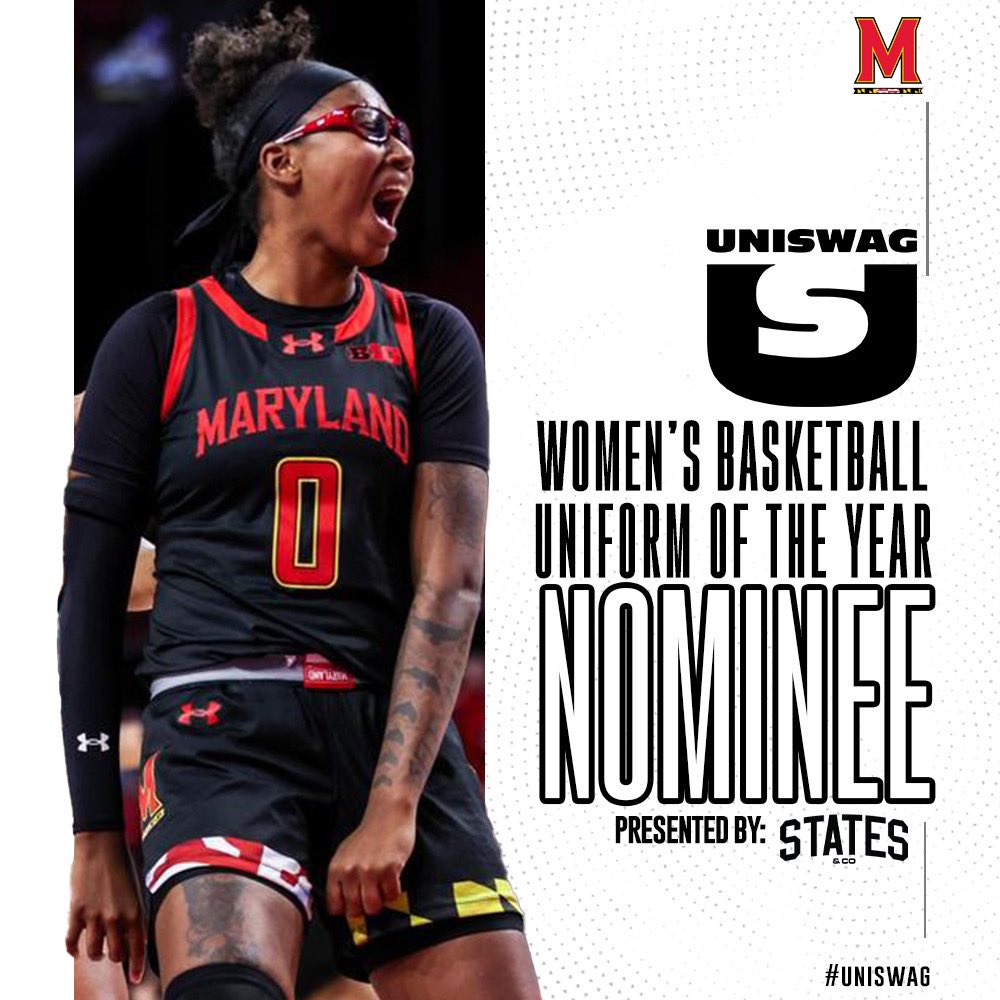 UNISWAG Women’s Basketball Uniform of the Year Nominee presented by States & Co @TerpsWBB is up for the best uniform of the 2023-24 College Women’s Basketball season! Click here to vote: bit.ly/2sHF6u9 #uniswag