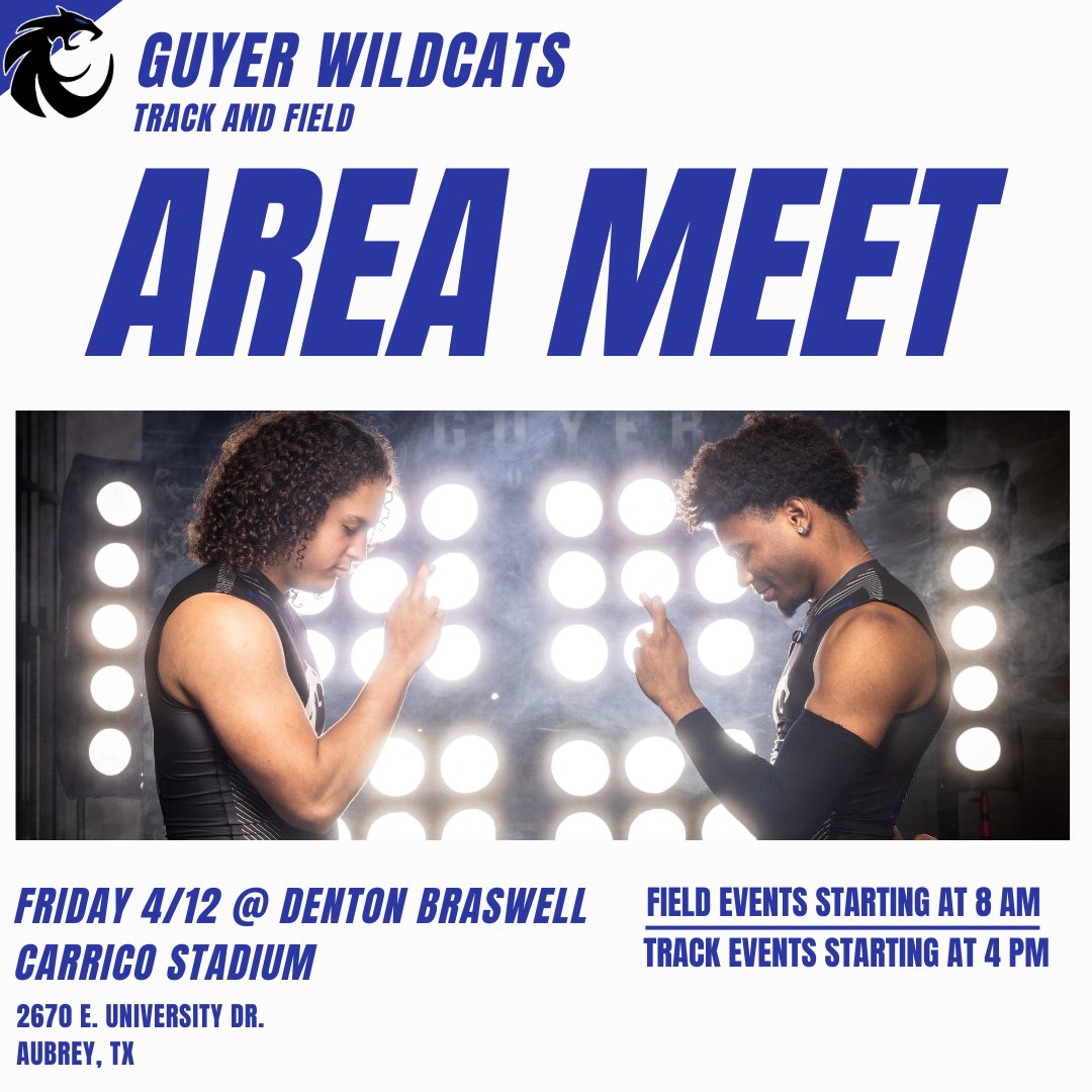 Guyer track boys will be action this Friday at our Area track meet. Come out and support them. @DentonGuyer_FB