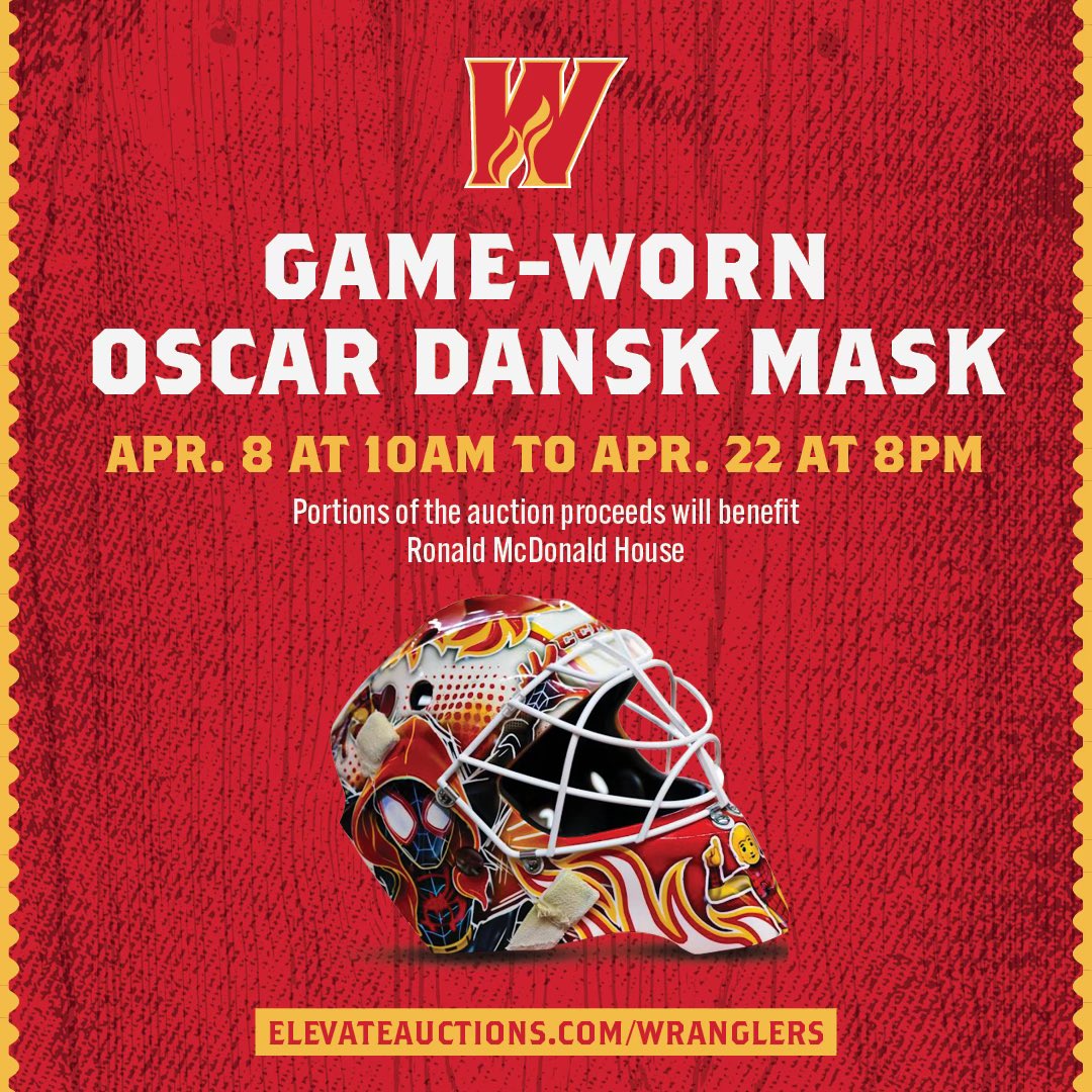 .<a href="/OscarDansk/">Oscar Dansk</a> is back again with another 🔥 mask auction!

Get your bids in on this one-of-a-kind mask! Portions of the proceeds will benefit Ronald McDonald House Calgary ❤️

Bid now: bit.ly/3VZt0LM