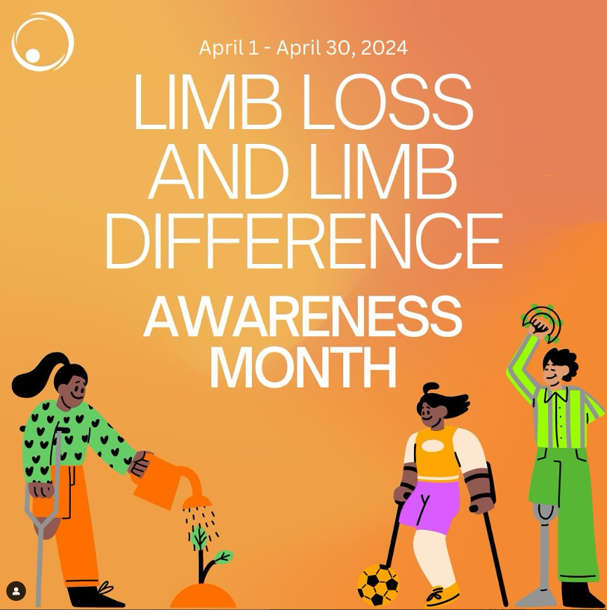 April is Limb Loss and Limb Difference Awareness Month! 🦾🦿 According to a recent study by the Amputee Coalition, more than 5.6 million+ people are living with limb loss and limb difference in the United States. You can find more information at amputee-coalition.org