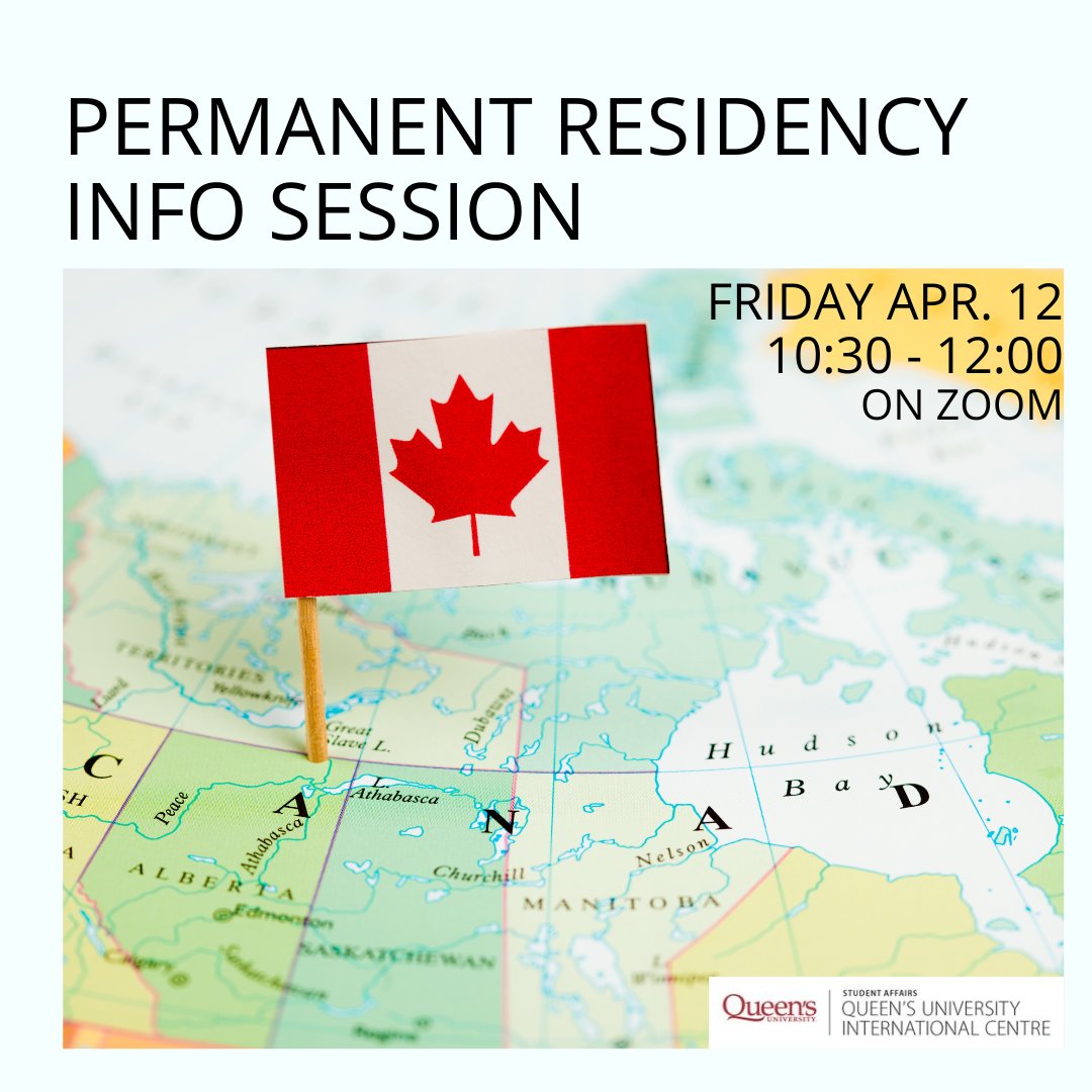 Permanent Residency Information Session
April 12, 2024
10:30 am - 12:00 pm
ow.ly/hGki50RcqMw

QUIC Advisor will provide information about pathways to Permanent Residency for International Students.  Zoom Account linked to Queen's email is required to register.