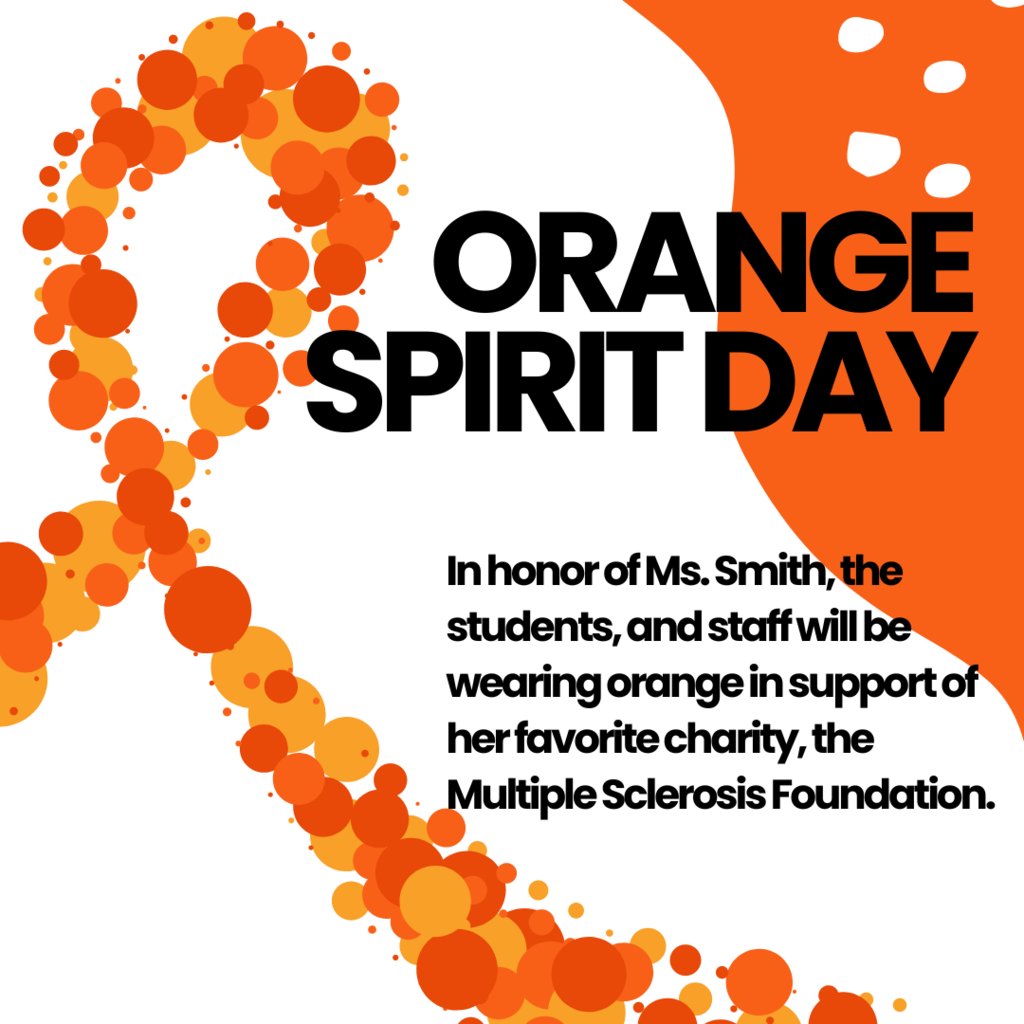 Reminder to all of our families and staff, we will wear orange this Friday, April 12th.